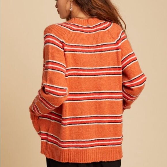 For love & Lemons Charlie Striped Alpaca Cardigan Button Up Sweater Size XL - Picture 6 of 11